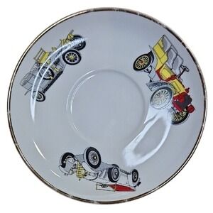 Princess House Porcelain Classic Car Saucer, Vista‎ Alegre Portugal, 6" Vintage